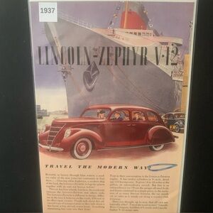 Vintage 1937 Lincoln Zephyr V12 Travel The Modern Way Ad Advertisement